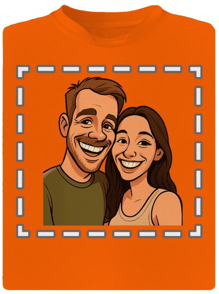 Karikatúra z vlastnej fotky pánske športové tričko Neon Orange