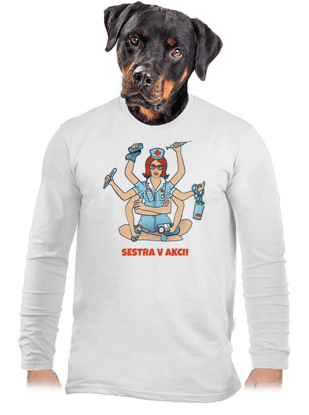 Sestra v akcii pánske dlhý rukáv White