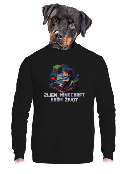 Žijem Minecraft unisex mikina bez kapucne Black