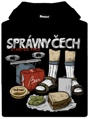 Správny Čech pánska mikina klokanka Black