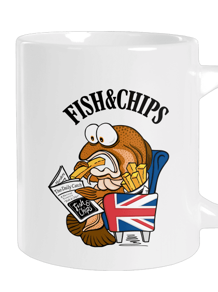 Fish and chips veľký hrnček White