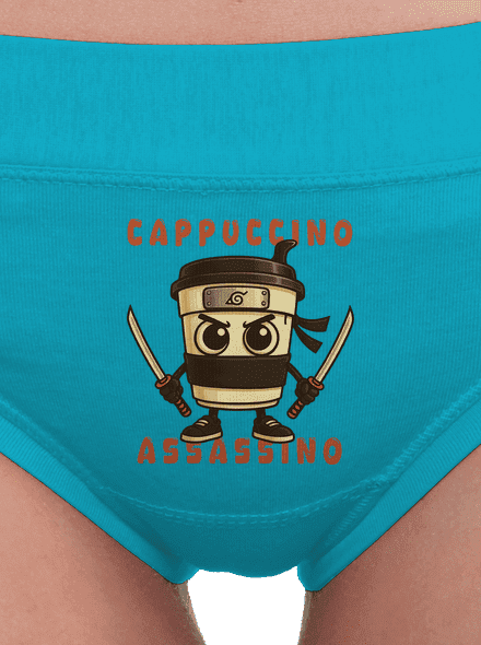 Cappuccino Assasino – Italian Brainrot dámske nohavičky Turquoise