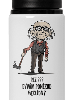 Neklidný - vlastný text flaša na vodu White