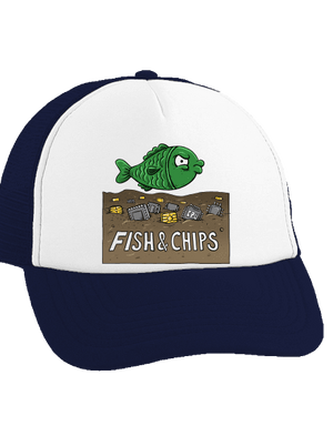 Fish and IT chips šiltovka truckerka French Navy cap