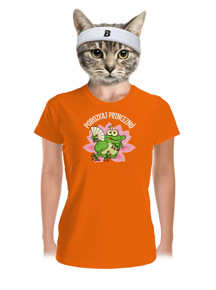 Pobozkaj princeznú a princa dámske športové tričko Neon Orange