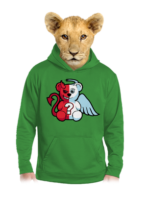 Anjel vs. diabol detská mikina klokanka Kelly Green AWD