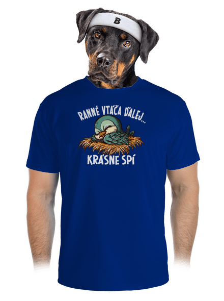 Ranné vtáča spí pánske športové tričko Royal Blue Mal