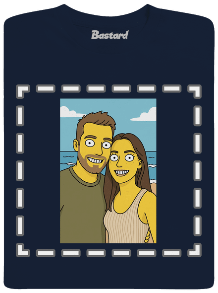 Simpsonovi z vlastnej fotky pánske tričko Navy