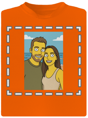 Simpsonovi z vlastnej fotky pánske športové tričko Neon Orange