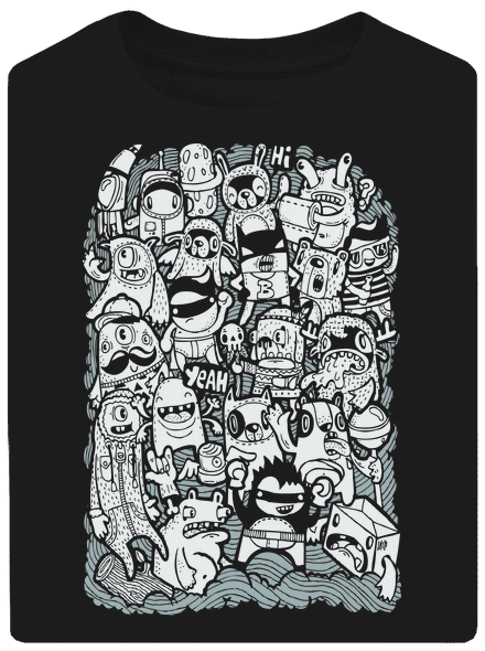 Doodle unisex tričko oversized Black
