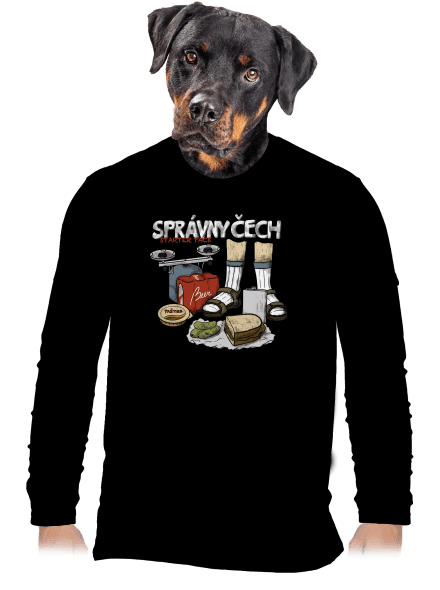 Správny Čech pánske dlhý rukáv Black
