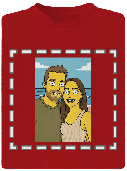Simpsonovi z vlastnej fotky pánske športové tričko Red Mal