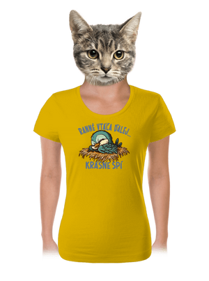 Ranné vtáča spí dámske tričko Yellow