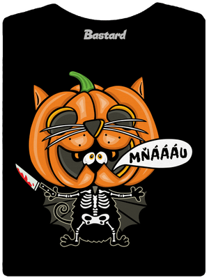 Halloweenská kočička dámske tričko s lemom Black