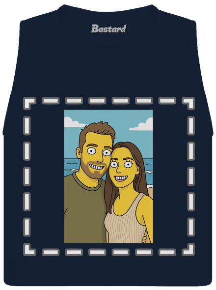 Simpsonovi z vlastnej fotky dámske tielko voľné Navy