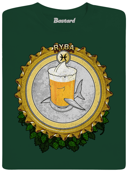 Pivný horoskop: Ryba pánske dlhý rukáv Bottle Green