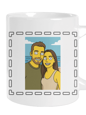 Simpsonovi z vlastnej fotky veľký hrnček White