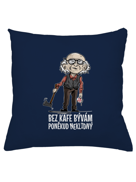 Neklidný bez kafe vankúš Dark Navy