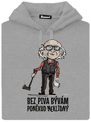 Neklidný bez piva pánska mikina klokanka Light Melange