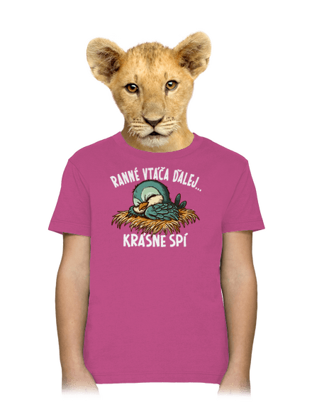 Ranné vtáča spí detské tričko Fuchsia