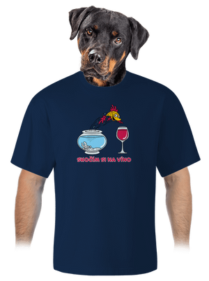 Skočím si na víno unisex tričko oversized Midnight Blue