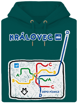 Metro Královec unisex mikina premium Emerald Green