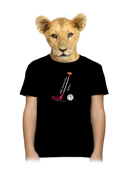 Kráľ zahnutých čepelí - florbal detské tričko Black