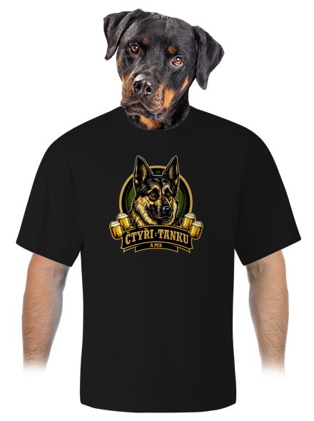 Čtyři z tanku a pes unisex tričko oversized Black