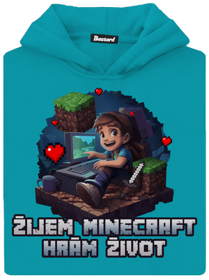 Žijem Minecraft detská mikina klokanka Hawaiian Blue