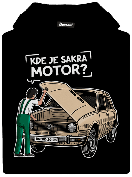 Kde je motor? detská mikina klokanka Black