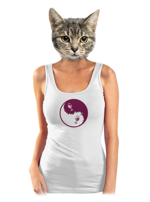 Jin Jang víno dámske tielko klasické White