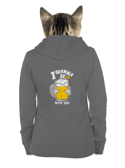 I wanna beer dámska mikina na zips Steel Gray