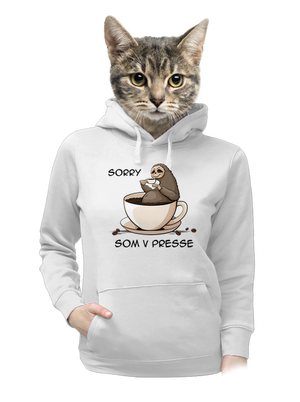 V presse dámska mikina klokanka White