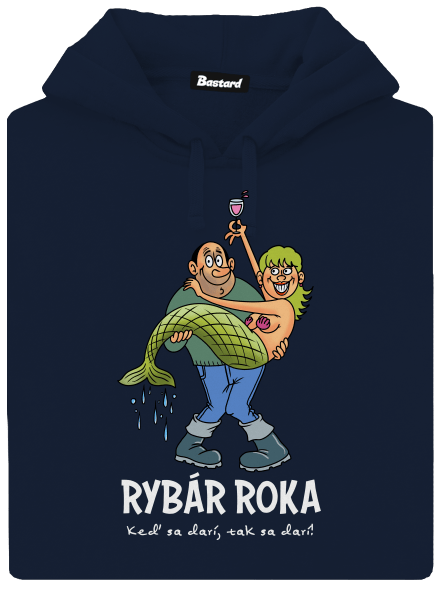 Rybár roka pánska mikina klokanka Navy