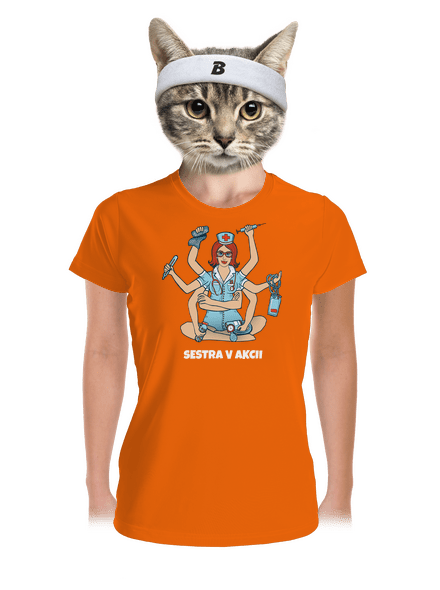 Sestra v akcii dámske športové tričko Neon Orange