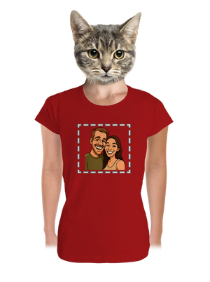 Karikatúra z vlastnej fotky dámske tričko prémium Red Mal