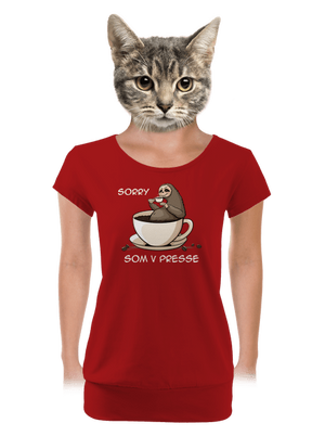 V presse dámske tričko s lemom Red Mal