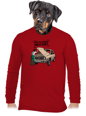 Kde je motor? pánske dlhý rukáv Red