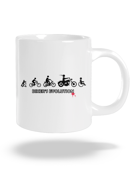 Biker’s Evolution veľký hrnček White