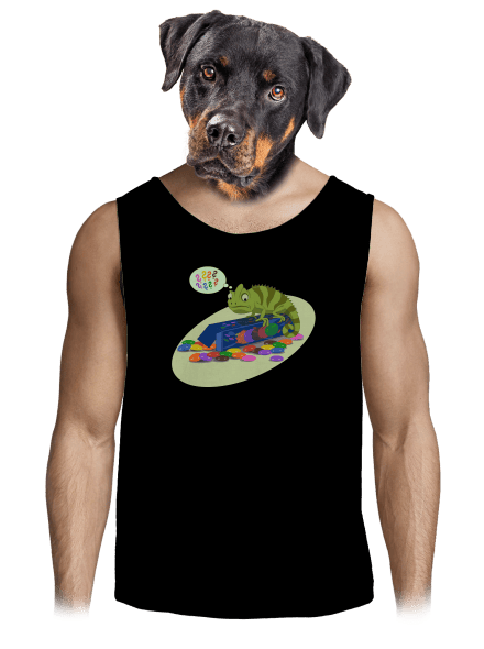 Zmätený chameleón pánske tielko Black