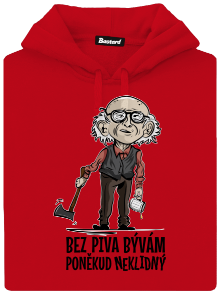Neklidný bez piva pánska mikina klokanka Red