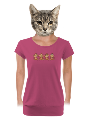 Opička s mobilom dámske tričko s lemom Magenta