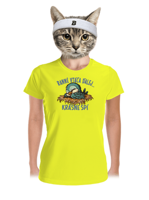 Ranné vtáča spí dámske športové tričko Neon Yellow