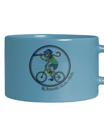 Cyklistický horoskop: Škorpión hrnček makronka Blue Macaron