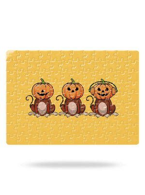 Halloween opičky puzzle White