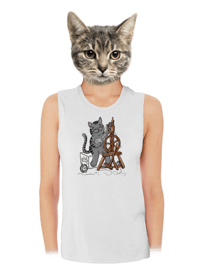 Mačka pradie dámske tielko voľné White