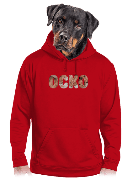 Nápis ocko z vlastných fotiek pánska mikina klokanka Red