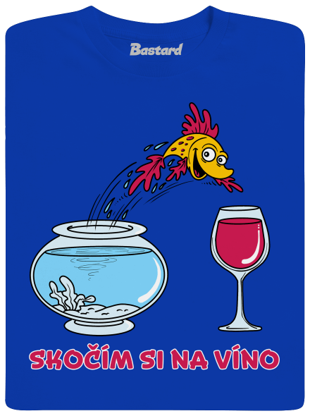 Skočím si na víno pánske dlhý rukáv Royal Blue