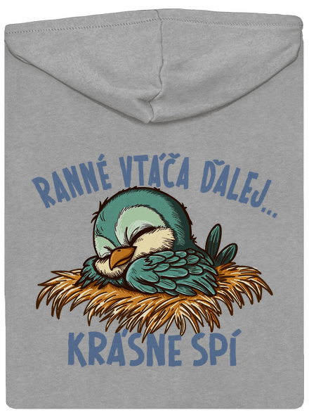 Ranné vtáča spí pánska mikina na zips Light Melange