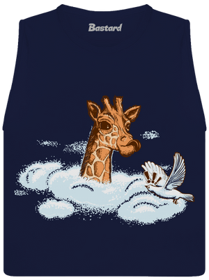 Žirafa v oblakoch dámske tielko voľné Navy